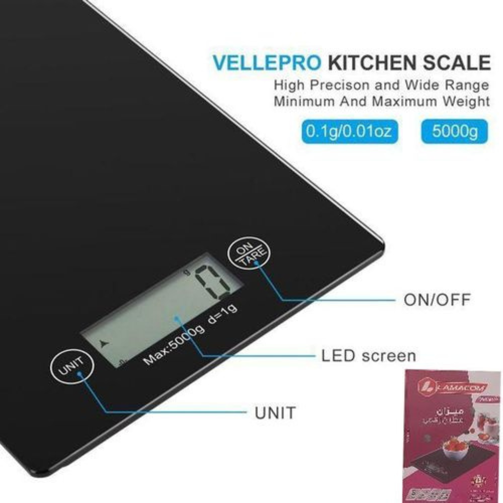 Balance de Cuisine Lamacom 5kg : La Précision Élégante en Verre Noir
