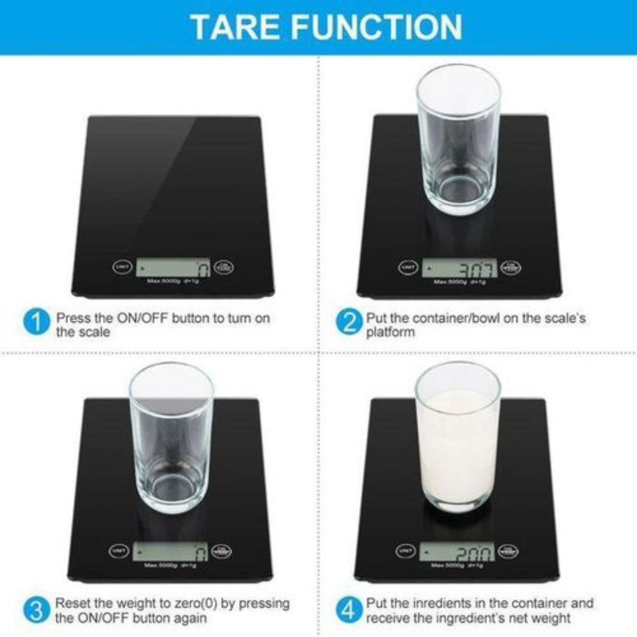 Balance de Cuisine Lamacom 5kg : La Précision Élégante en Verre Noir
