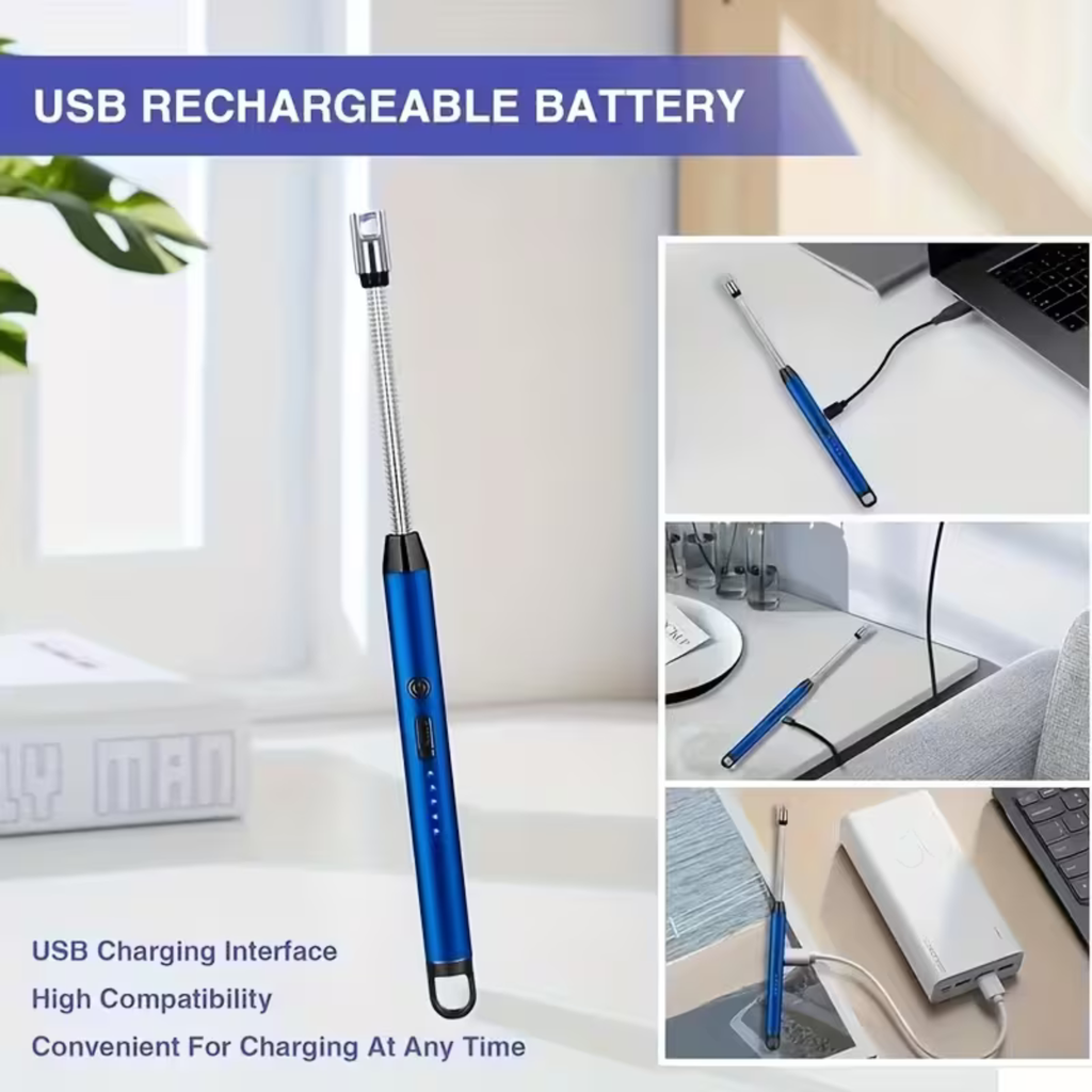 Briquet Electrique Rechargeable USB-C Briquet Arc Electrique avec Affichage de Batterie LED, pour Allumer des Bougies, Gaz
