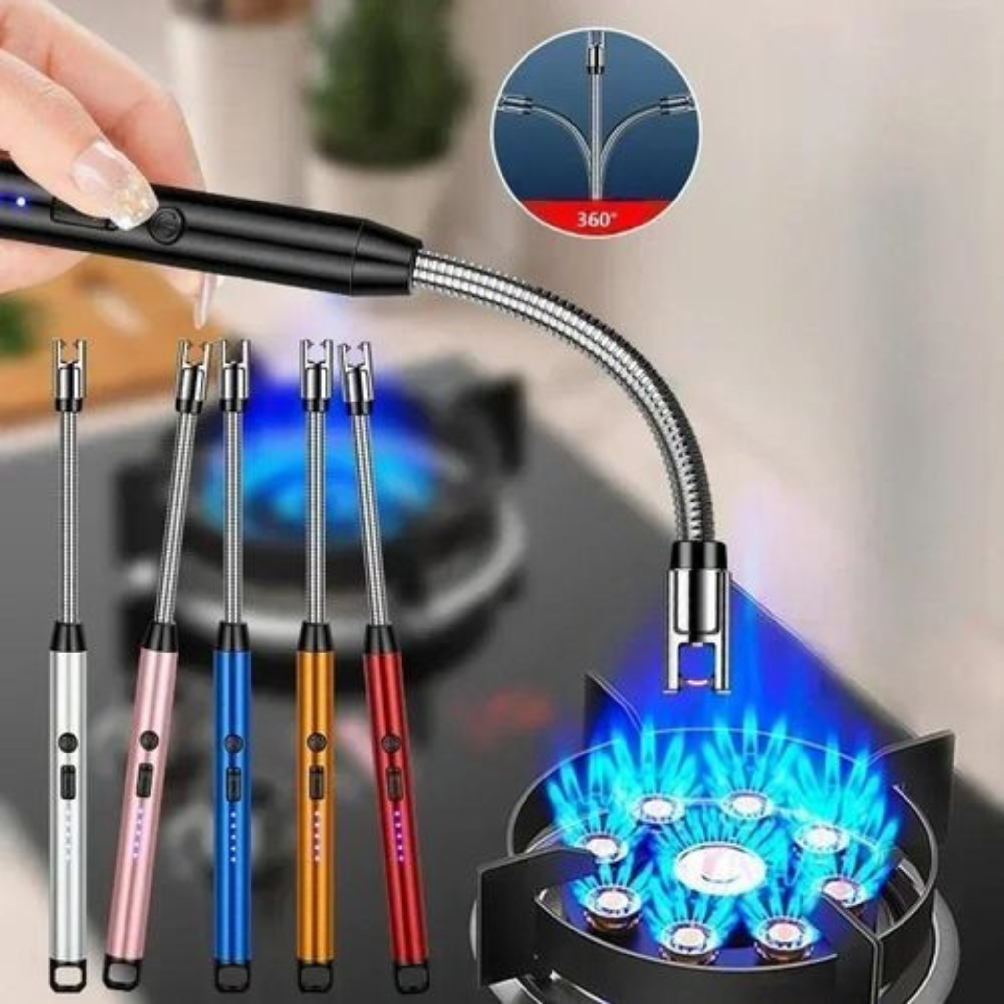 Briquet Electrique Rechargeable USB-C Briquet Arc Electrique avec Affichage de Batterie LED, pour Allumer des Bougies, Gaz