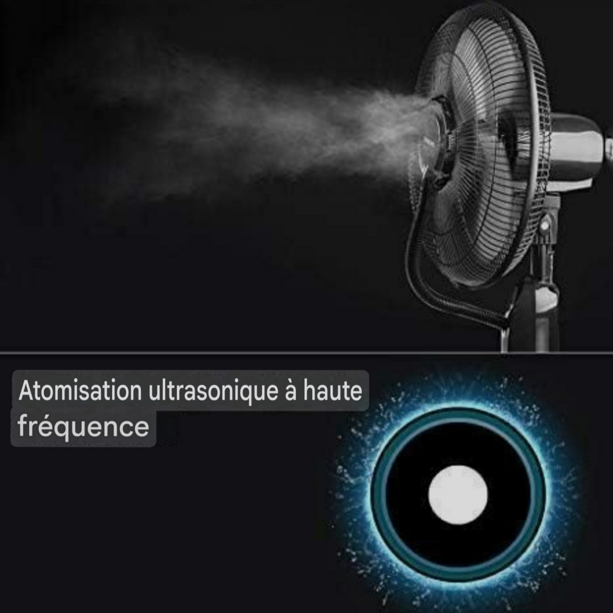 Ventilateur Brumisateur Haute Puissance 75W - Réservoir 3.2L, Télécommande et Minuterie 7.5h