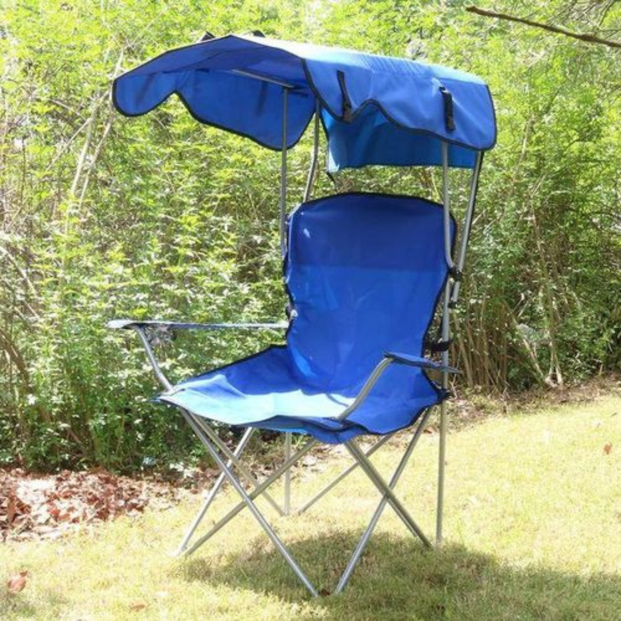 Chaise Pliante avec Parasol UPF 50+ | Confort Haut Dossier + Porte-Gobelet | 3 Coloris (Vert, Bleu, Rouge)