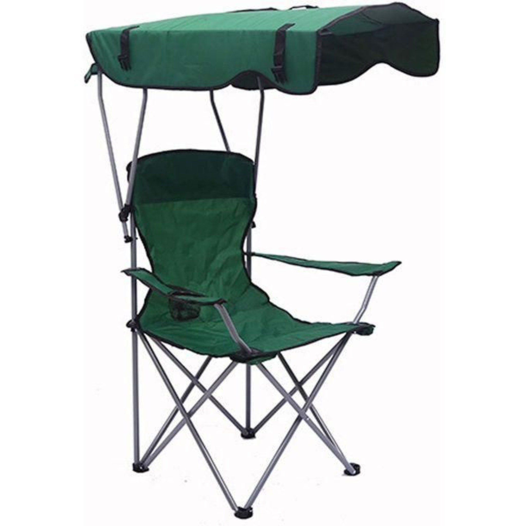 Chaise Pliante avec Parasol UPF 50+ | Confort Haut Dossier + Porte-Gobelet | 3 Coloris (Vert, Bleu, Rouge)