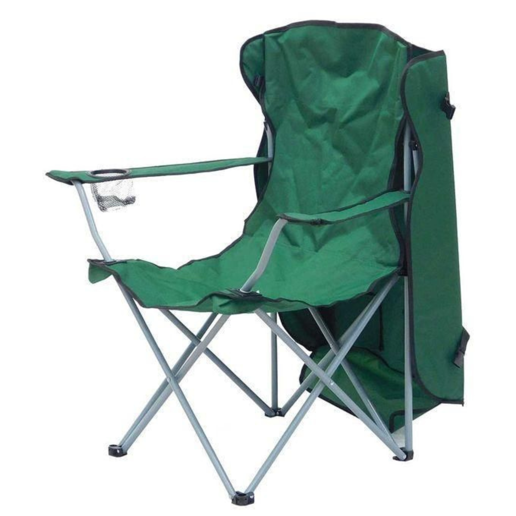Chaise Pliante avec Parasol UPF 50+ | Confort Haut Dossier + Porte-Gobelet | 3 Coloris (Vert, Bleu, Rouge)