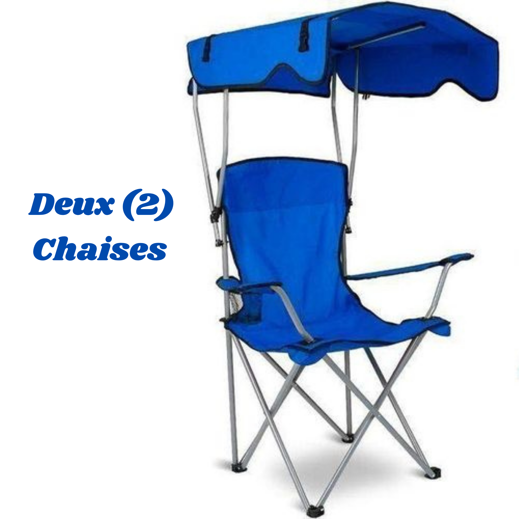 Chaise Pliante avec Parasol UPF 50+ | Confort Haut Dossier + Porte-Gobelet | 3 Coloris (Vert, Bleu, Rouge)