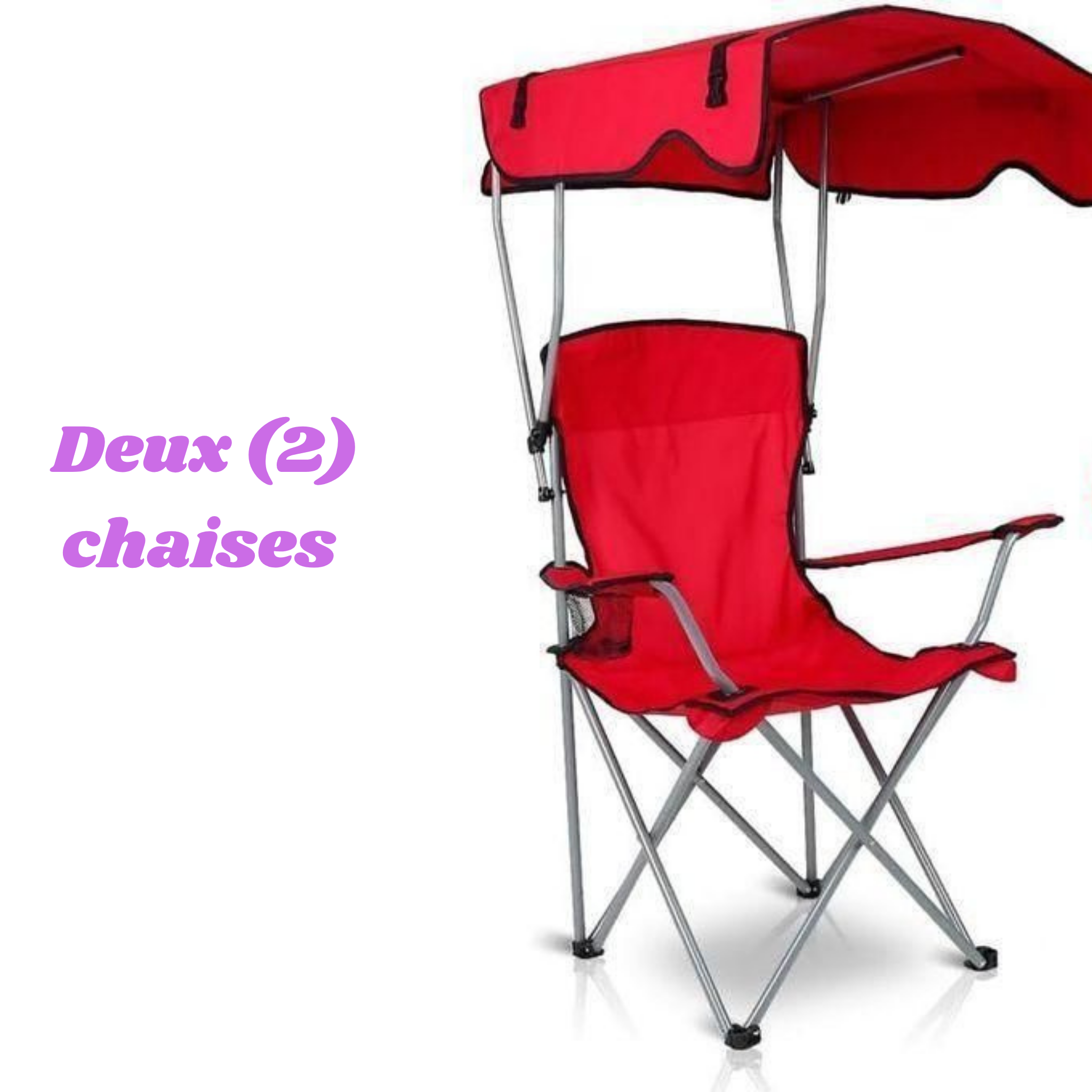 Chaise Pliante avec Parasol UPF 50+ | Confort Haut Dossier + Porte-Gobelet | 3 Coloris (Vert, Bleu, Rouge)