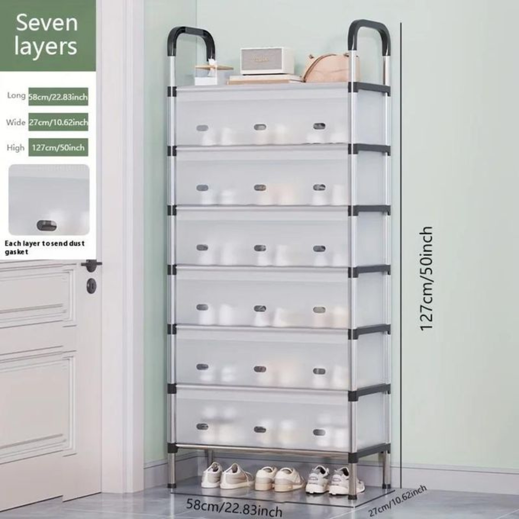 Armoire à chaussures 7 couches – Grande capacité, anti-poussière, pour maison & dortoir