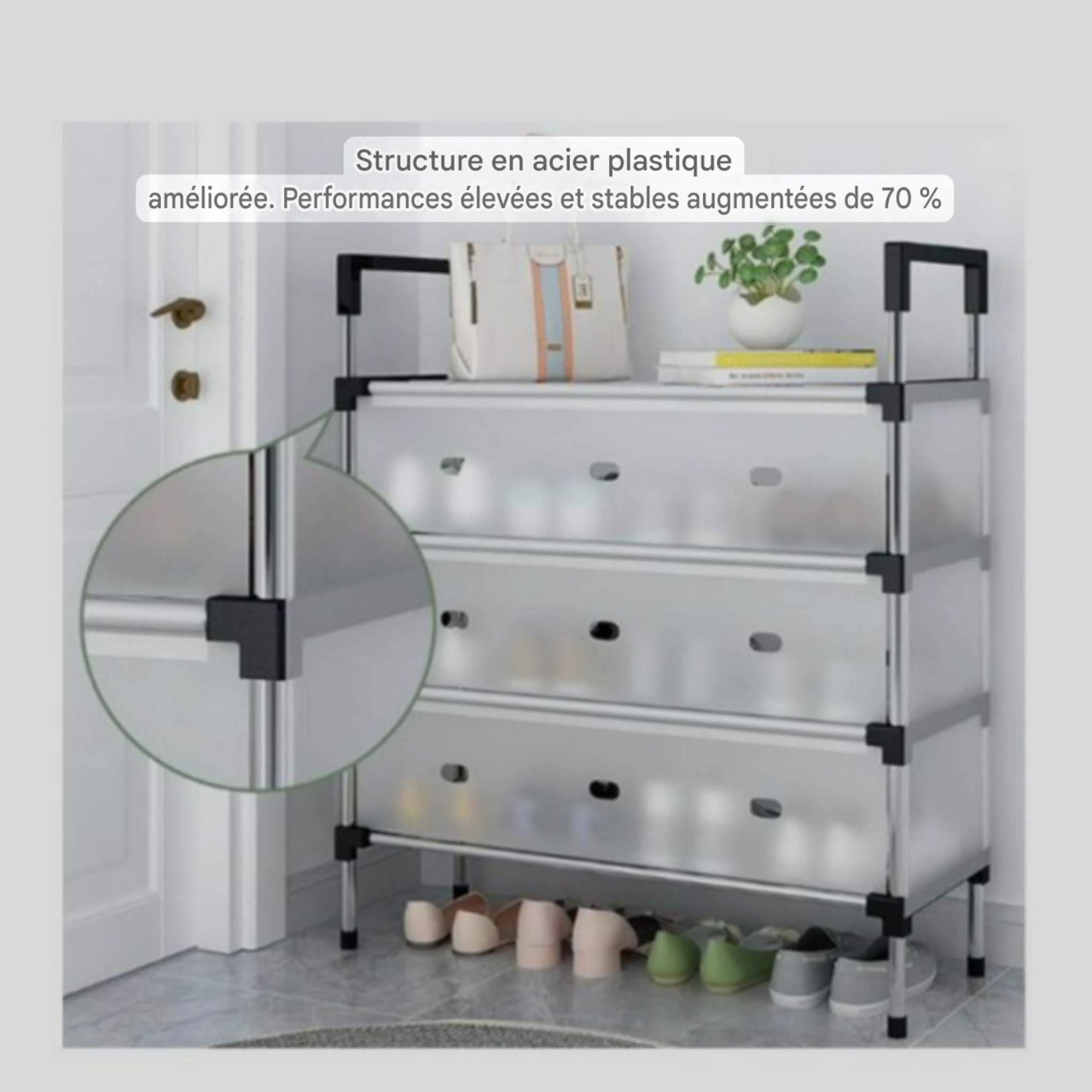 Armoire à chaussures 7 couches – Grande capacité, anti-poussière, pour maison & dortoir