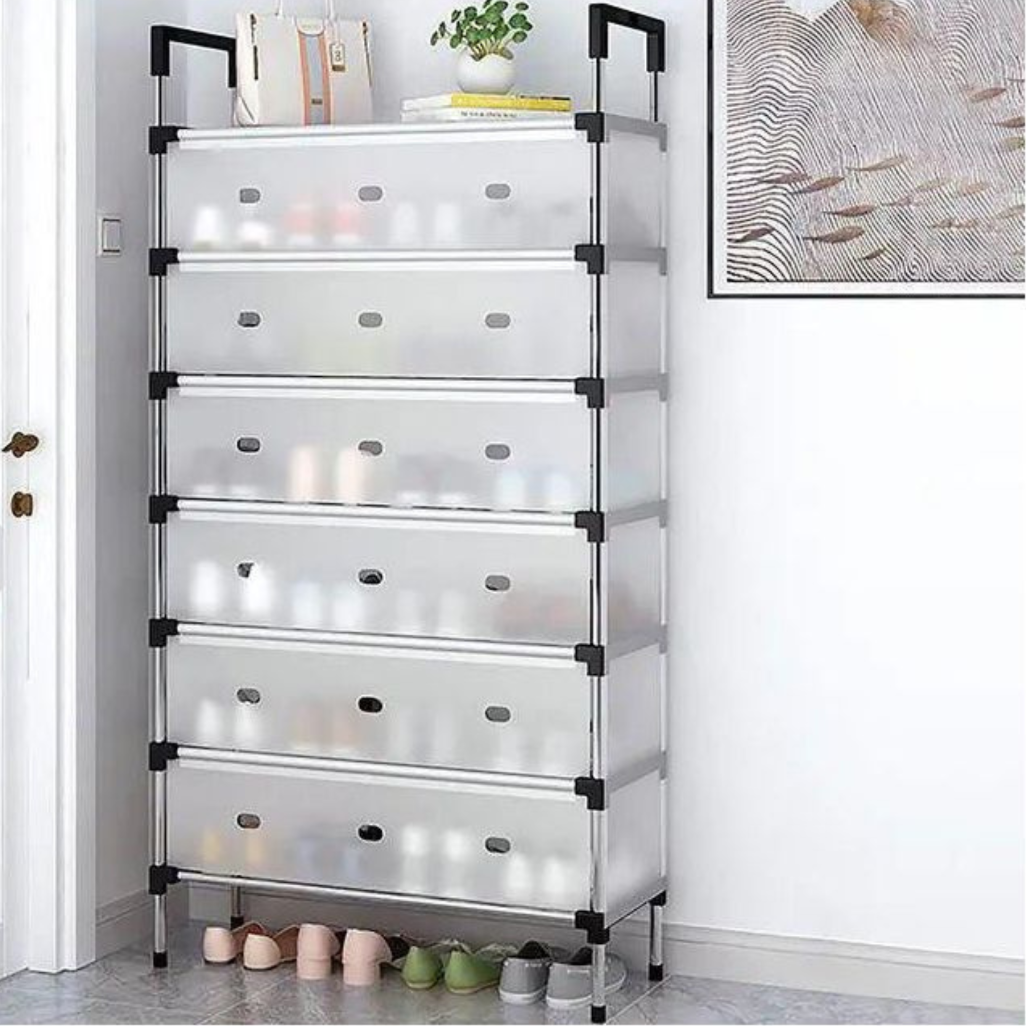 Armoire à chaussures 7 couches – Grande capacité, anti-poussière, pour maison & dortoir