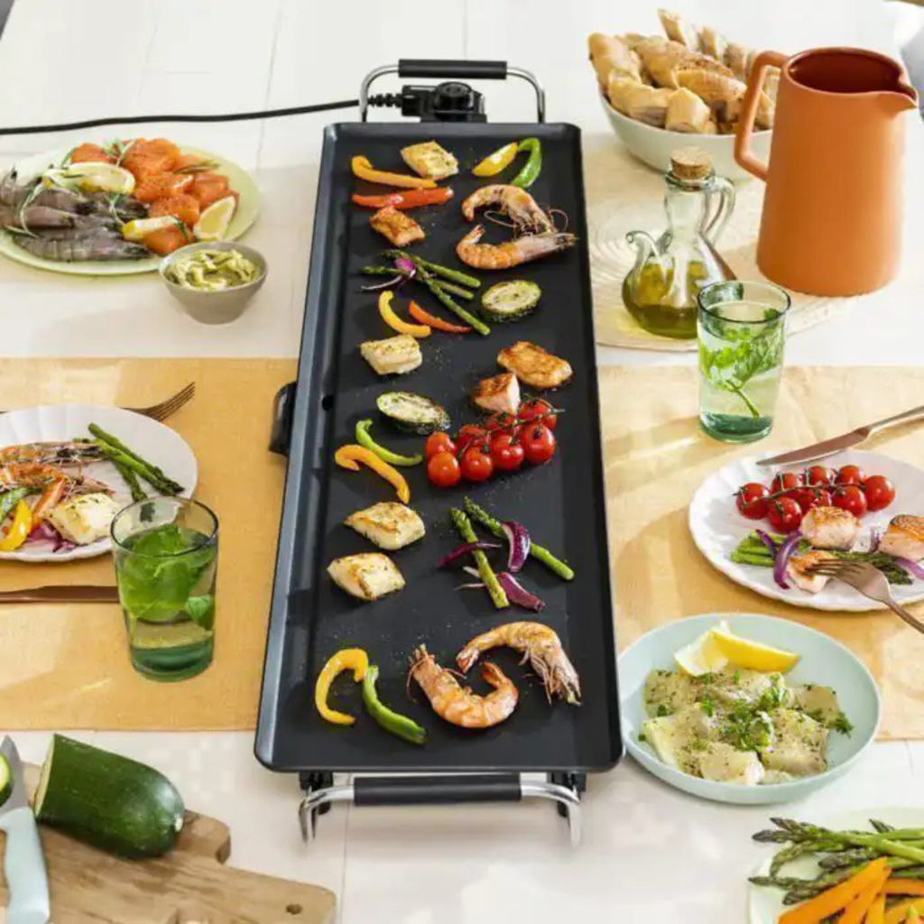 Plancha Électrique ROBOLUX 90 cm – 2000W Antiadhésive | Grill, Cuisson & Rôtissage Familial