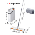 Nouveau Modèle – Balai Serpillère avec Seau d’Essorage + 7 Serpillères Lavables (Tous Sols)