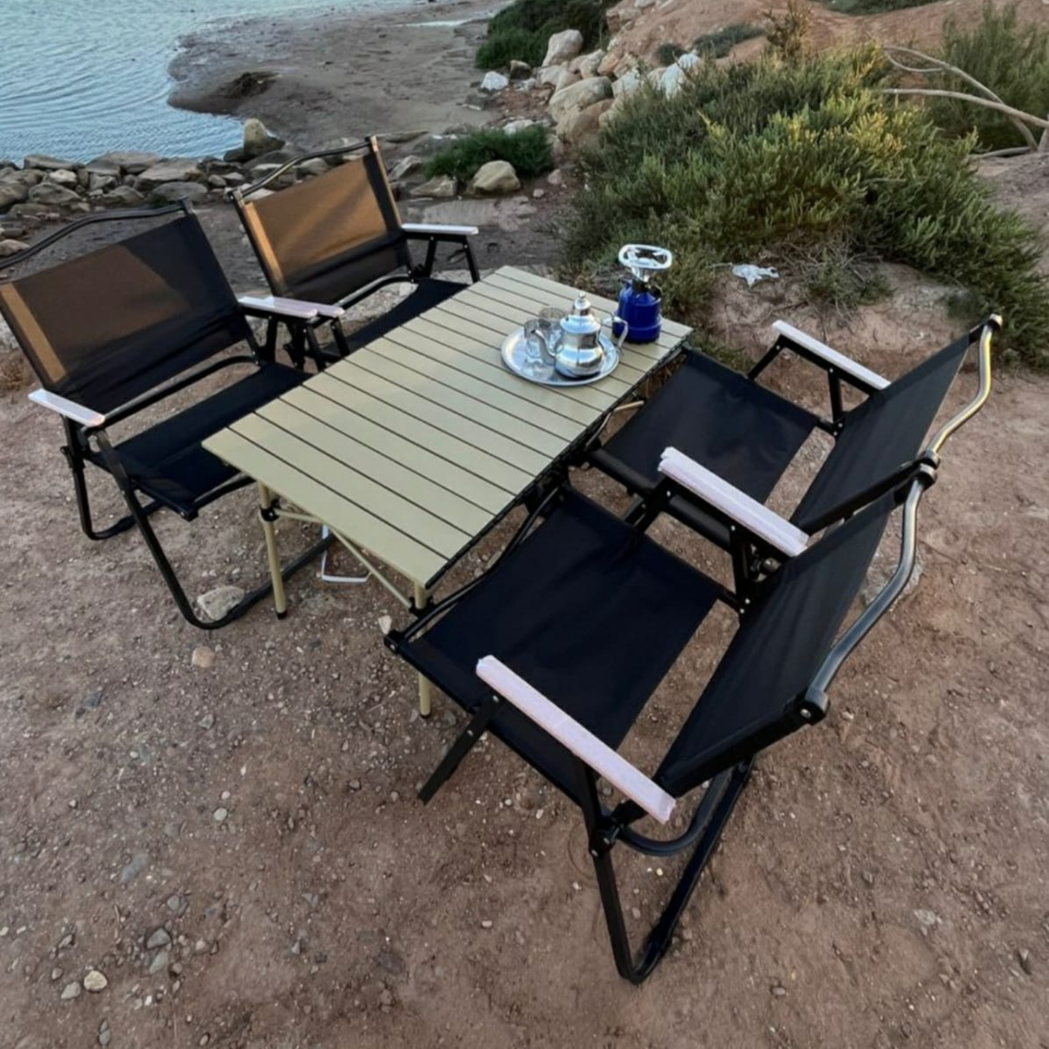 Kit Camping Pliable 95x55 - Table Aluminium Renforcée + Chaises Oxford (Pack 2 ou 4 Pers