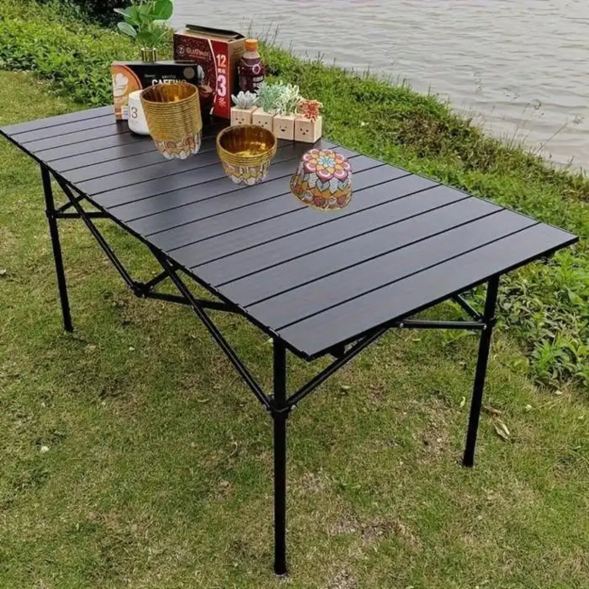 Kit Camping Pliable 95x55 - Table Aluminium Renforcée + Chaises Oxford (Pack 2 ou 4 Pers