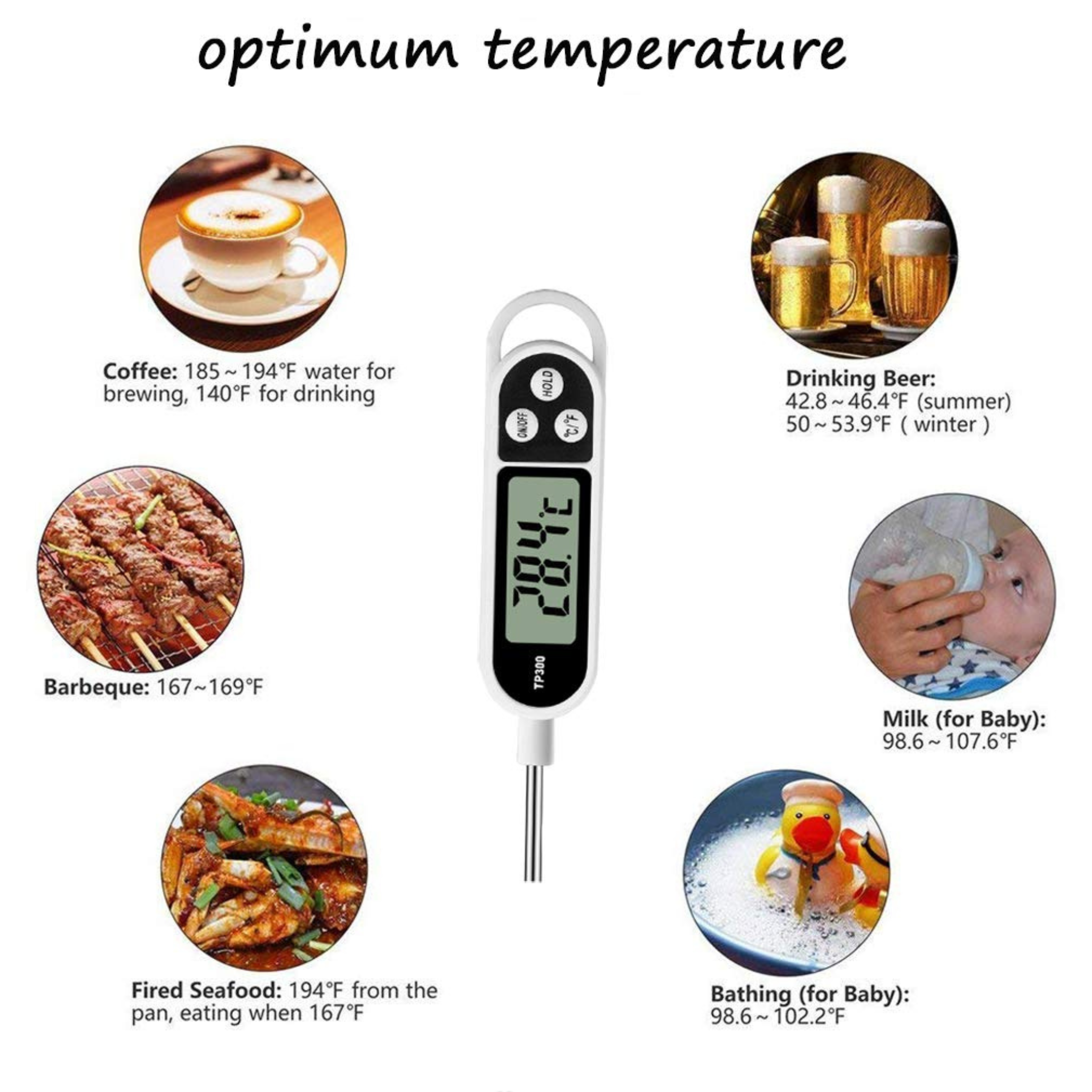 Thermomètre numérique de cuisine TP300, 1 à 10Pièces, pour eau et huile, pour la cuisson de la viande, sonde alimentaire, BBQ, four électronique, outils de cuisine