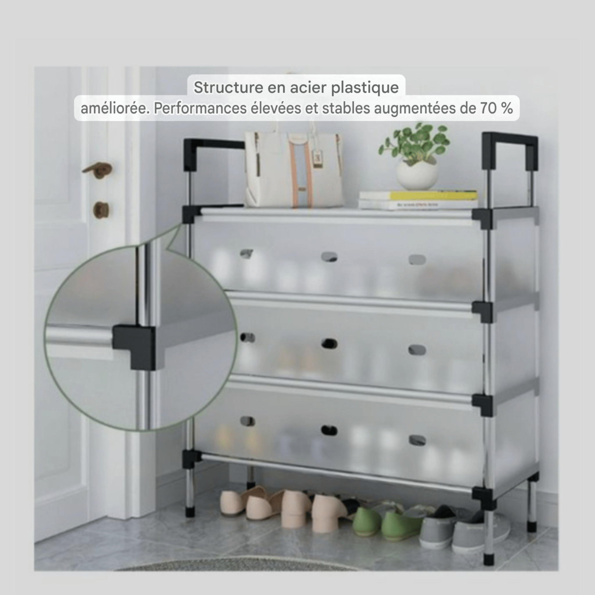 Armoire à chaussures 7 couches – Grande capacité, anti-poussière, pour maison & dortoir - Cuispra