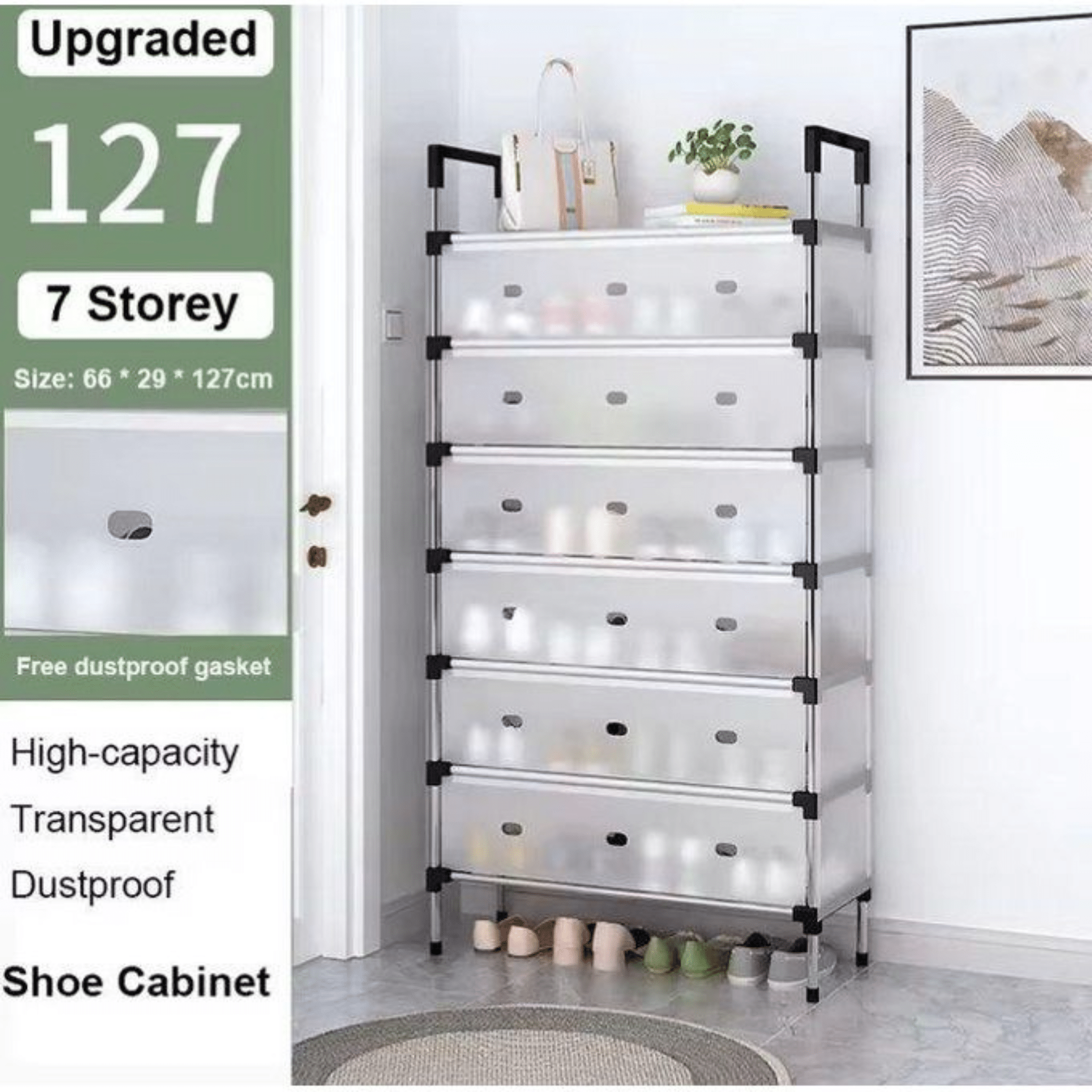 Armoire à chaussures 7 couches – Grande capacité, anti-poussière, pour maison & dortoir - Cuispra