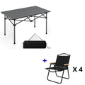Kit Camping Pliable 95x55 - Table Aluminium Renforcée + Chaises Oxford (Pack 2 ou 4 Pers - Cuispra