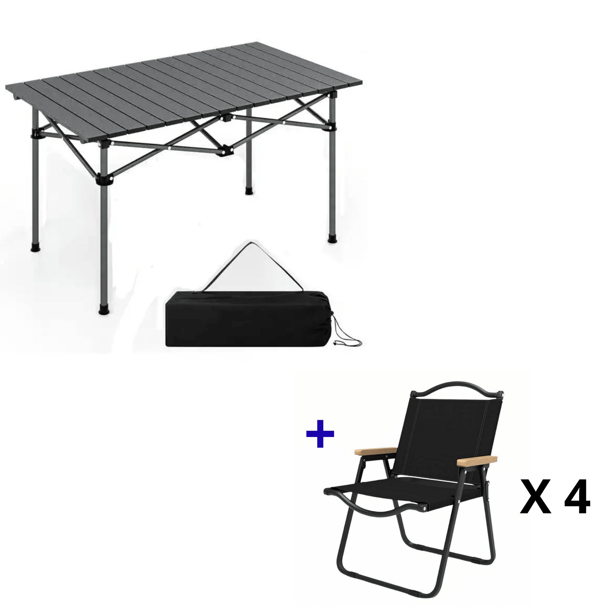 Kit Camping Pliable 95x55 - Table Aluminium Renforcée + Chaises Oxford (Pack 2 ou 4 Pers - Cuispra