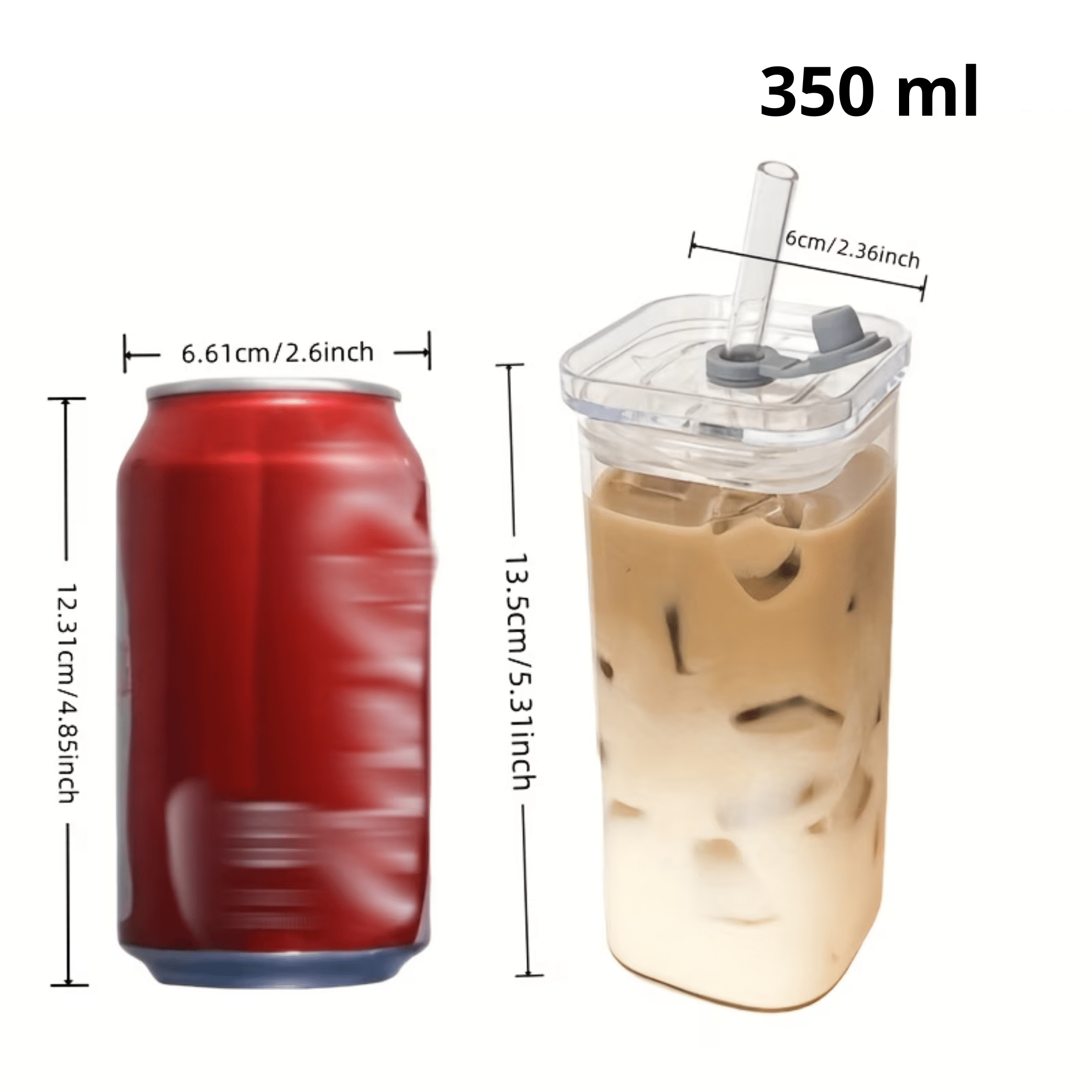 Mug Carré en Verre avec Couvercle et Paille – Élégant & Résistant - Cuispra