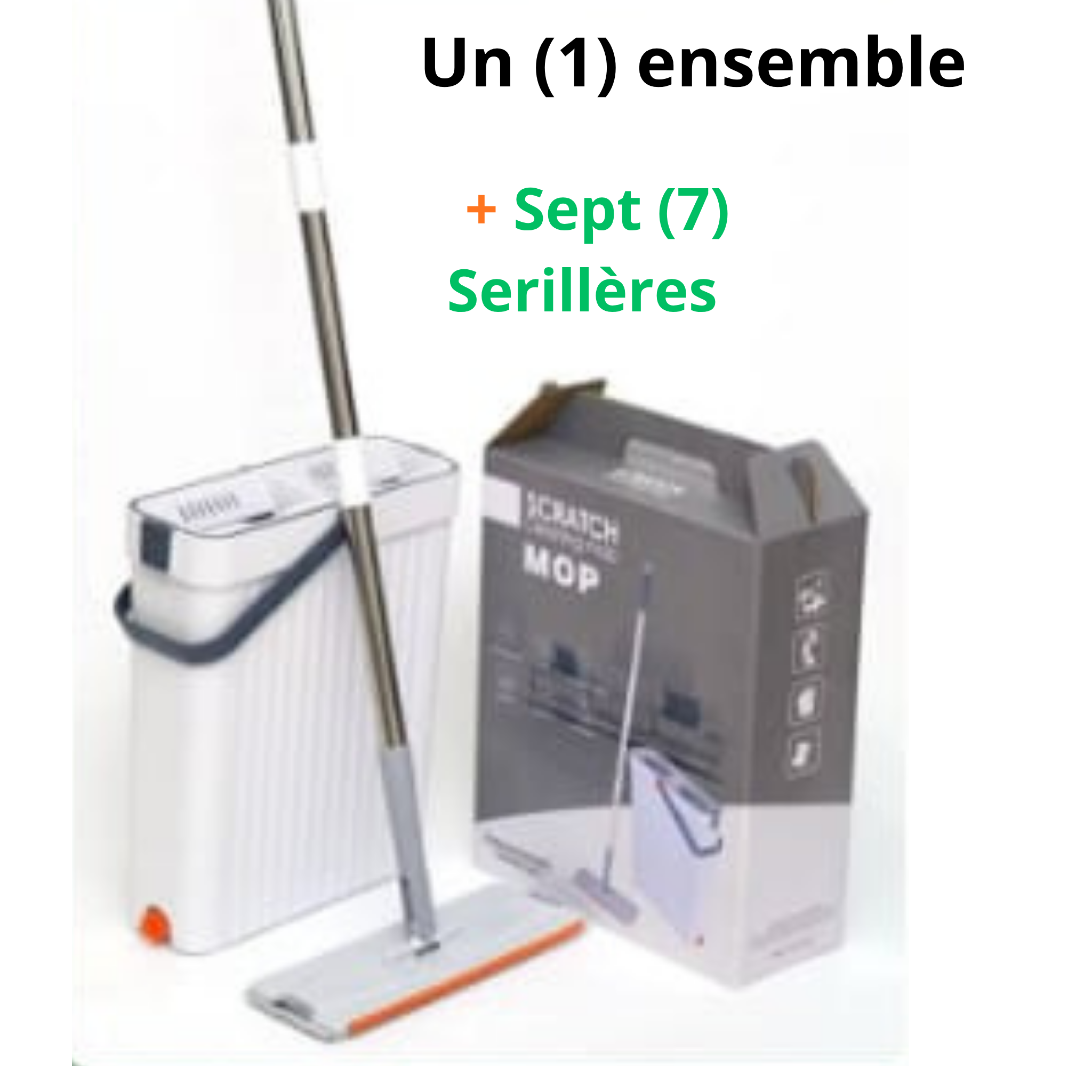 Nouveau Modèle – Balai Serpillère avec Seau d’Essorage + 7 Serpillères Lavables (Tous Sols) - Cuispra