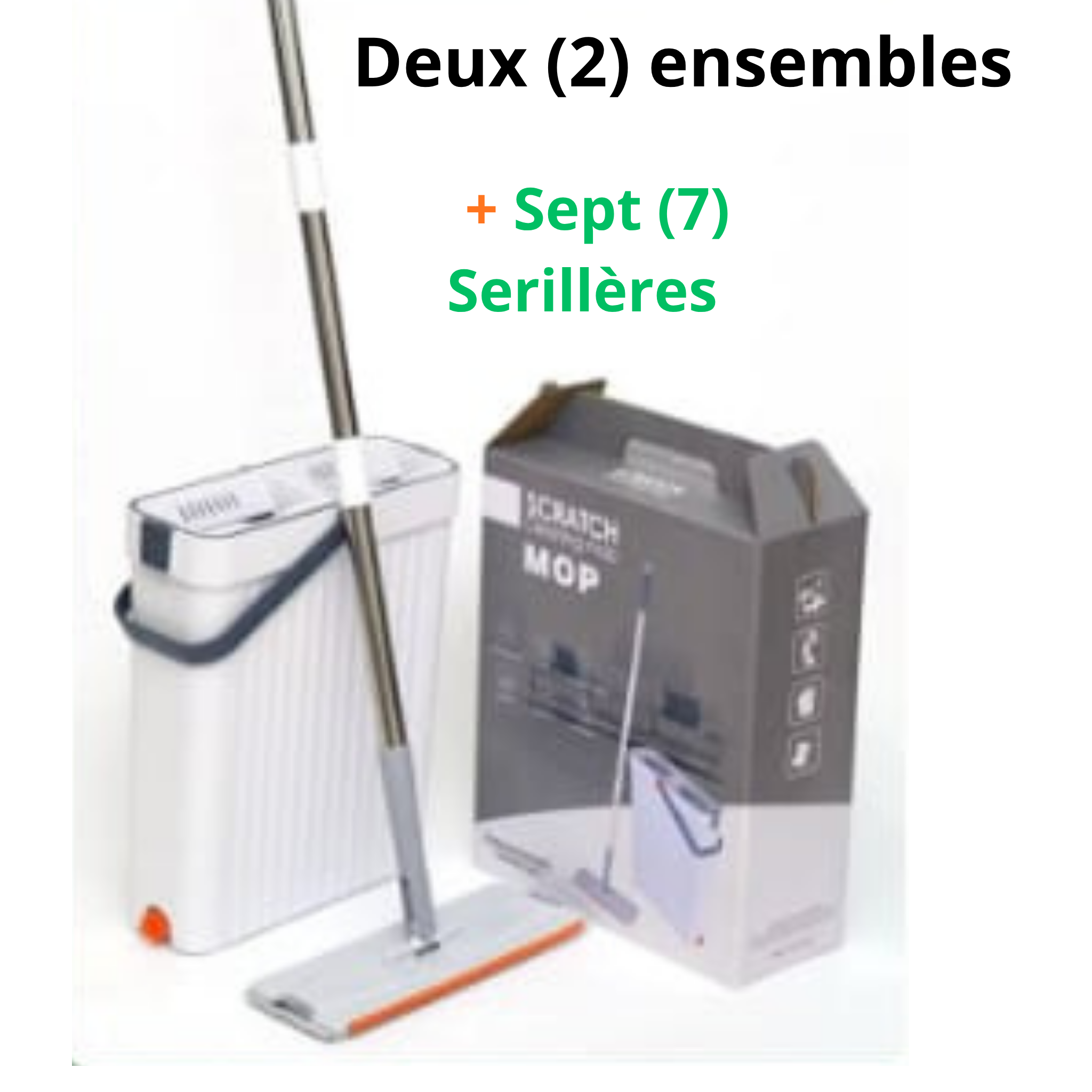 Nouveau Modèle – Balai Serpillère avec Seau d’Essorage + 7 Serpillères Lavables (Tous Sols) - Cuispra