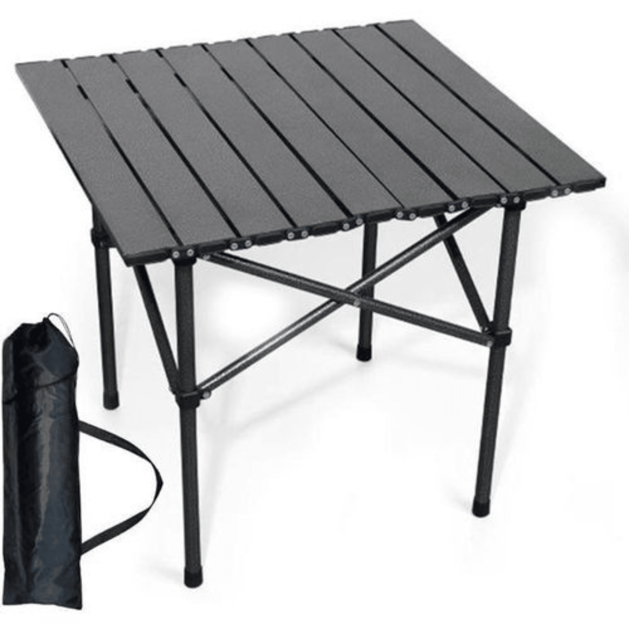 Pack Camping : Table Pliante Ultra-Stable + Chaise Confort - Noir & Beige - Cuispra