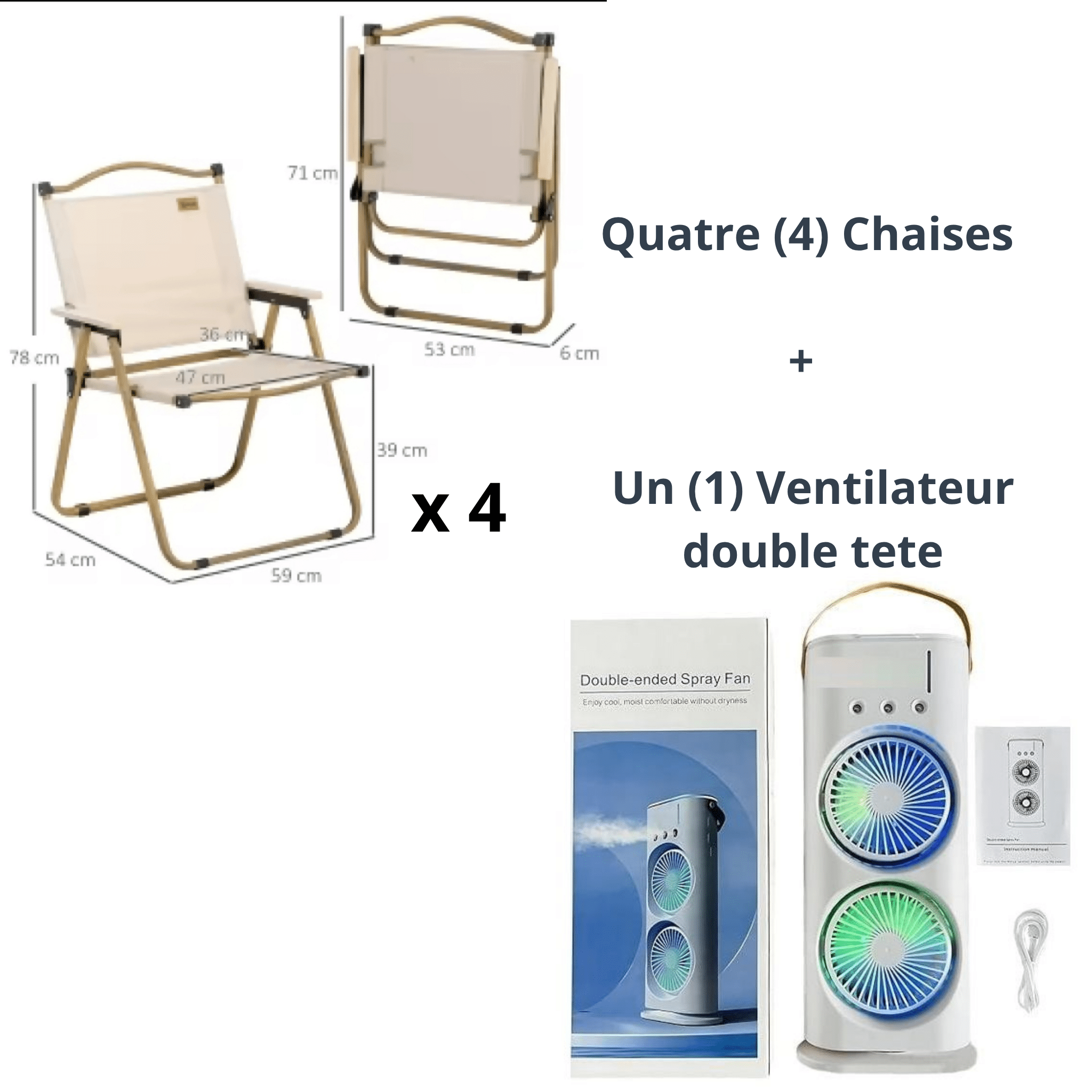 Pack Confort Outdoor – Chaise Pliable + Ventilateur Brumisateur - Cuispra