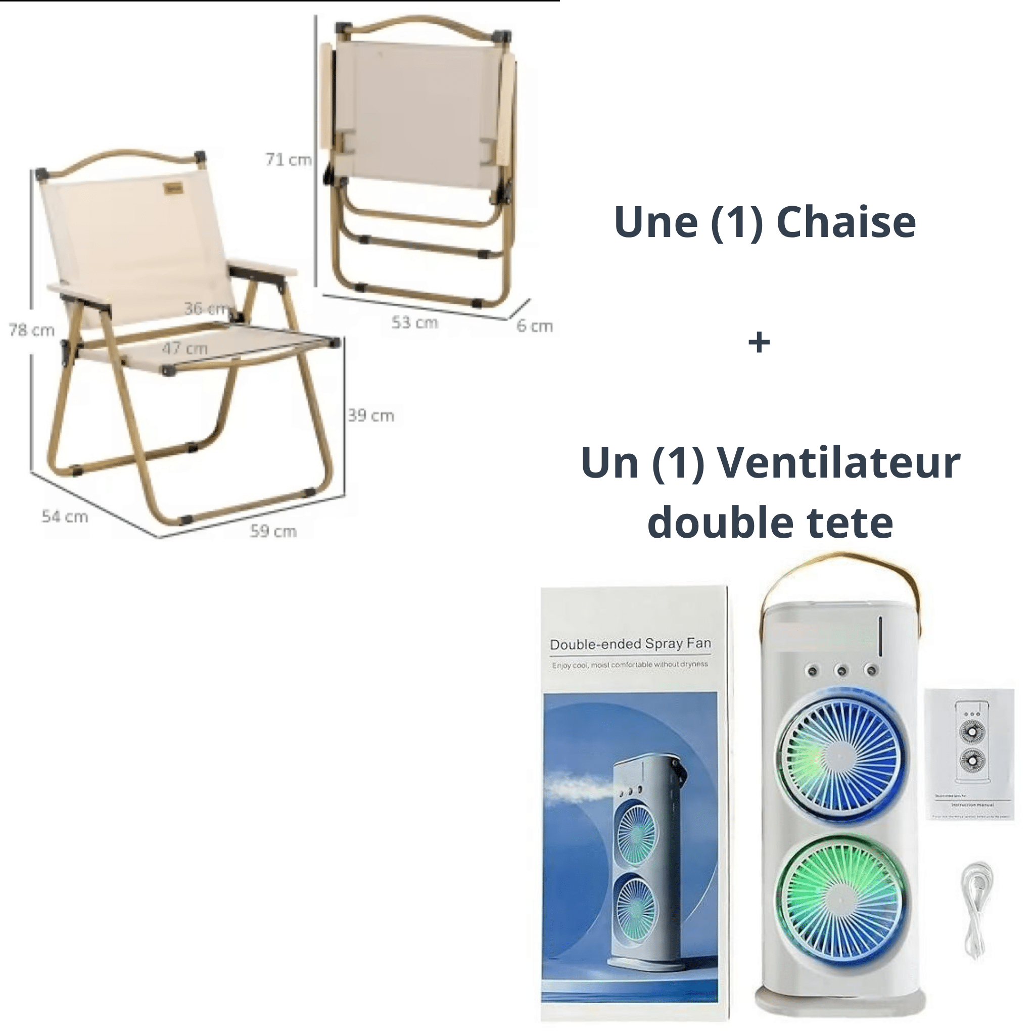 Pack Confort Outdoor – Chaise Pliable + Ventilateur Brumisateur - Cuispra