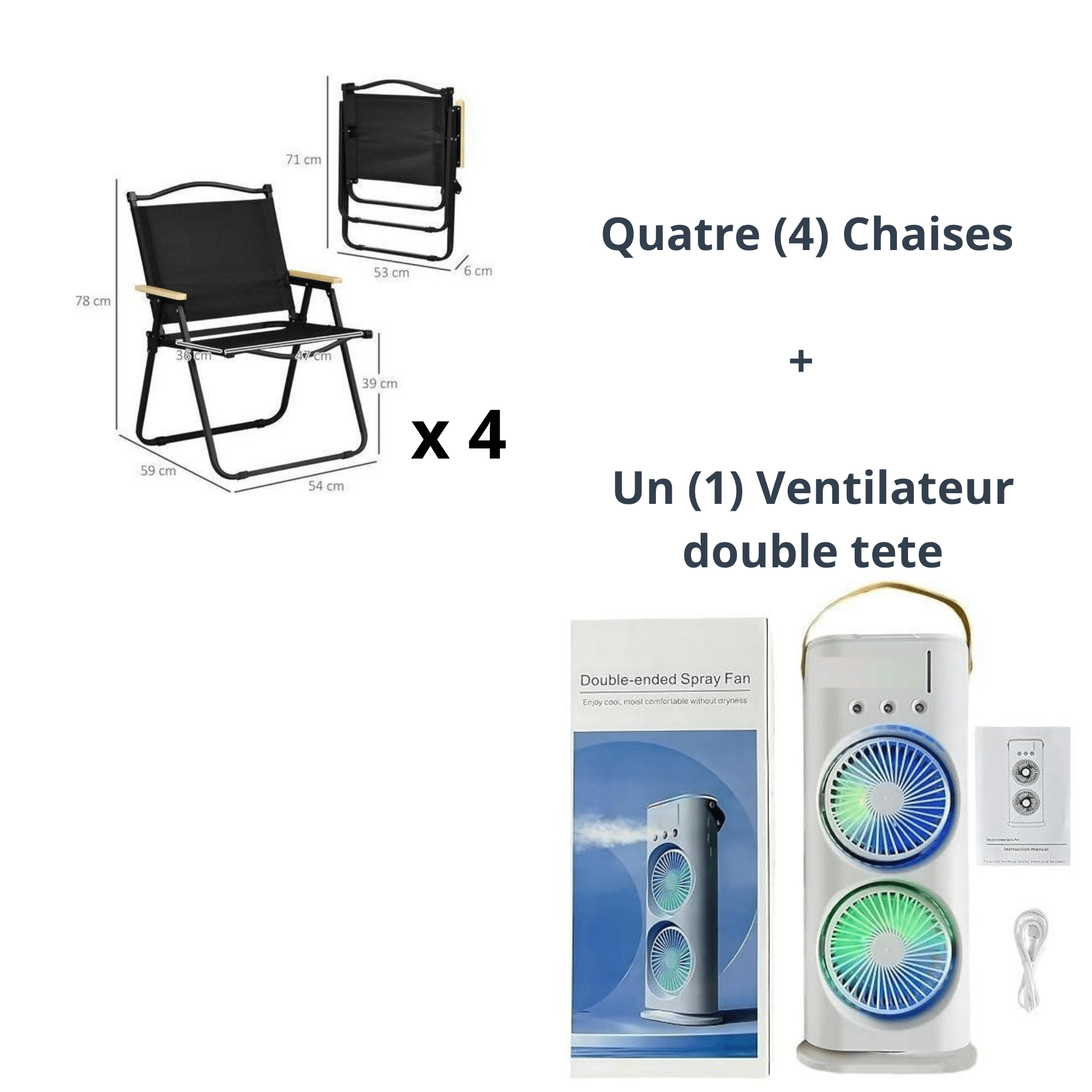 Pack Confort Outdoor – Chaise Pliable + Ventilateur Brumisateur - Cuispra