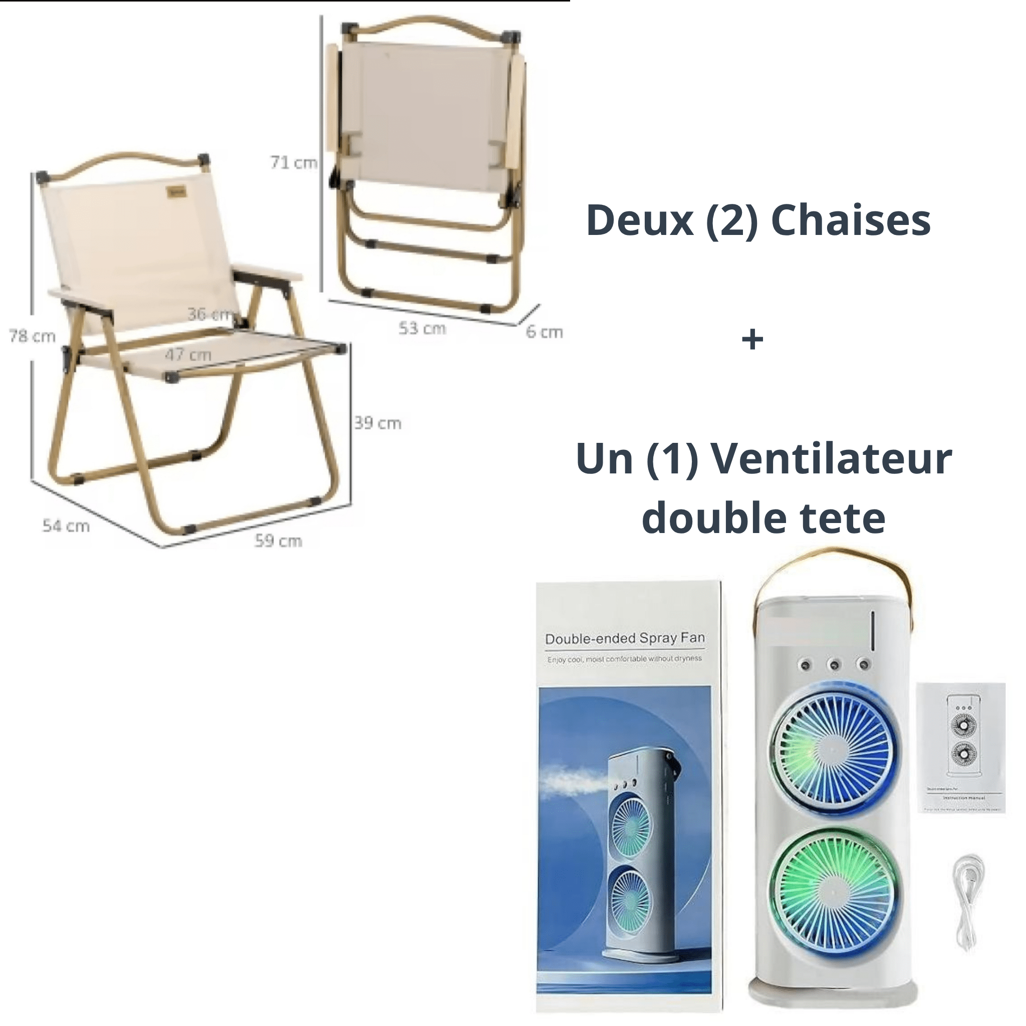 Pack Confort Outdoor – Chaise Pliable + Ventilateur Brumisateur - Cuispra