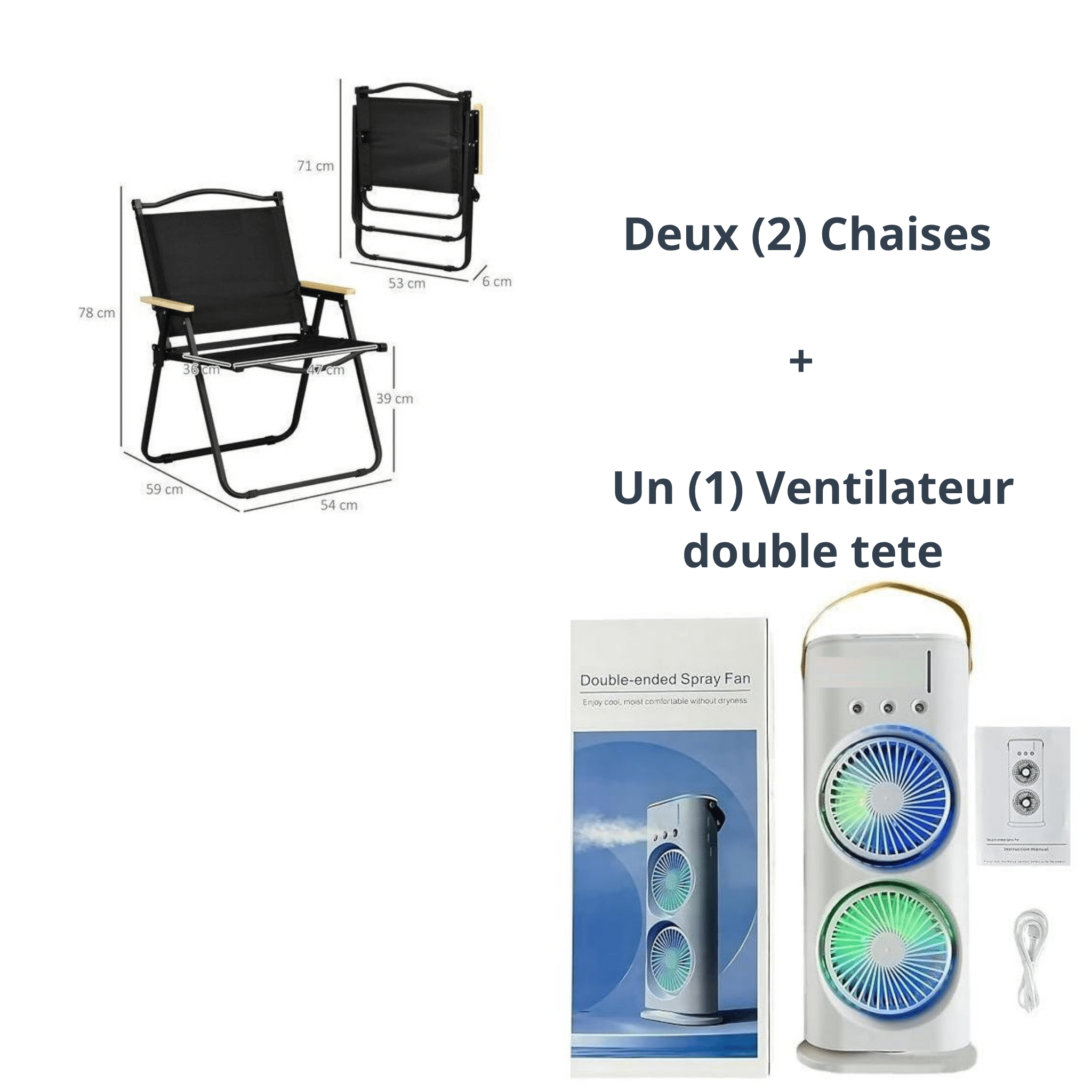 Pack Confort Outdoor – Chaise Pliable + Ventilateur Brumisateur - Cuispra