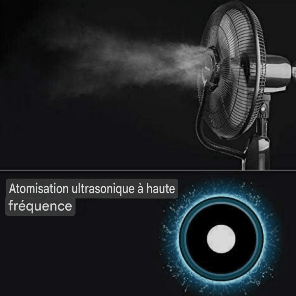 Ventilateur Brumisateur Haute Puissance 75W - Réservoir 3.2L, Télécommande et Minuterie 7.5h - Cuispra